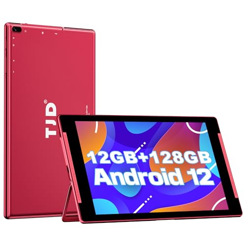 Android 12 Tablet 10,1 Zoll,12GB RAM,128GB ROM,Unterstützt 512GB Erweiterung,IPS Full FHD Touchscreen,8MP+2MP Kameras,Wi-Fi| Bluetooth,6000mAh,Google GMS,2 Lautsprecher von TJD