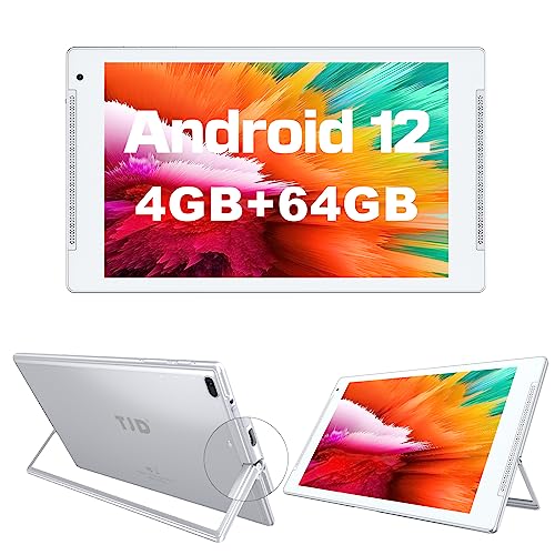 Android 12 Tablet 10 Zoll, Tablet mit Halter,4GB RAM,64GB ROM(Unterstützt 512GB Erweiterung),IPS Full-HD-Touchscreen, 8MP+2MP Kamera,5G Wi-Fi,Bluetooth5.0,6000mAh,Google GMS,2 Lautsprecher von TJD