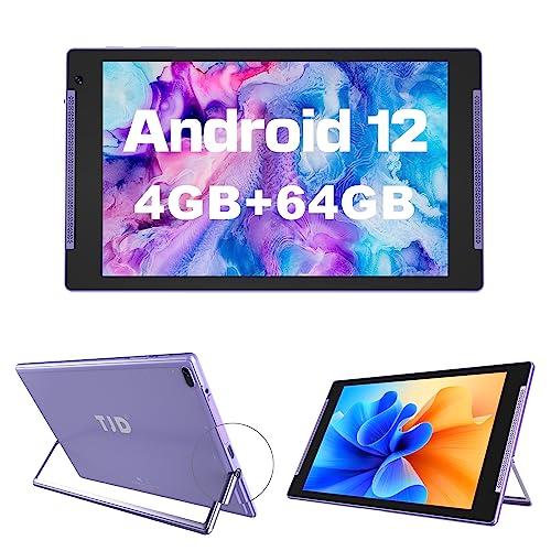 Android 12 Tablet 10 Zoll, Tablet mit Halter,64GB ROM(512GB Erweiterbarer Speicher), IPS Full-HD-Touchscreen, 8MP+2MP Kamera,5G Wi-Fi,Bluetooth5.0,6000mAh,Google GMS,2 Lautsprecher(Lila) von TJD