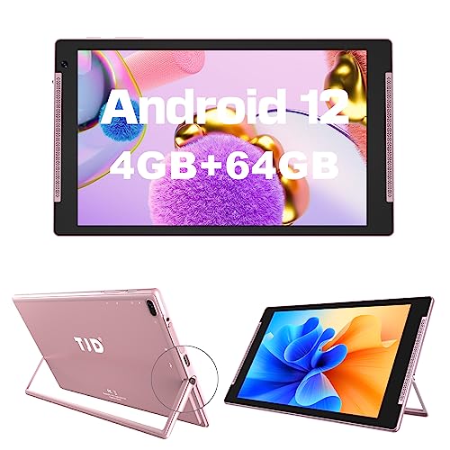 Android 12 Tablet 10 Zoll, Tablet mit Halter,64GB ROM(512GB Erweiterbarer Speicher), IPS Full-HD-Touchscreen, 8MP+2MP Kamera,5G Wi-Fi,Bluetooth5.0,6000mAh,Google GMS,2 Lautsprecher von TJD