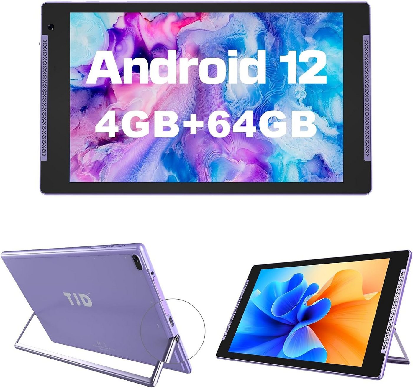 TJD Tablet (10, 64 GB, Android 12, Tablet mit Halter, 4GB RAM, FHD IPS 5G Wi-Fi 8MP+2MP Kamera Google GMS)" von TJD