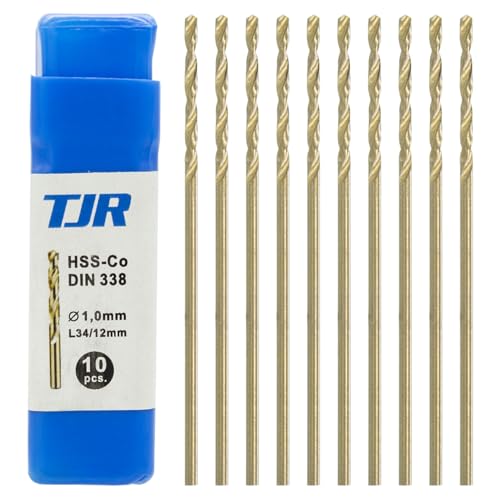 TJR® HSS-E M35 Kobalt Spiralbohrer Stufen Selbstzentrierend Metallbohrer DIN 338 Typ N 135° (10 Stück Ø 1mm) von TJR