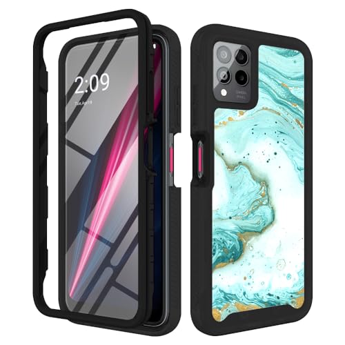 TJS Schutzhülle für T-Mobile Revvl 6X Pro 5G, Revvl 6 Pro 5G, mit [integriertem Displayschutz], Ganzkörper-TPU, matt, Marmor, transparent, niedlich, für Mädchen und Frauen, weiche Haut, von TJS