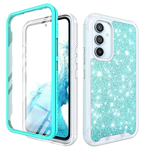 TJS Schutzhülle für Samsung Galaxy A15 5G, mit integriertem Displayschutz, Ganzkörper-Stropfschutzhülle, Glitzer, niedliches Design für Mädchen und Frauen, Blaugrün TJS Schutzhülle für Samsung Galaxy A15 5G, mit integriertem Displayschutz, Ganzkörper-Stropfschutzhülle, Glitzer, niedliches Design für Mädchen und Frauen, Blaugrün von TJS