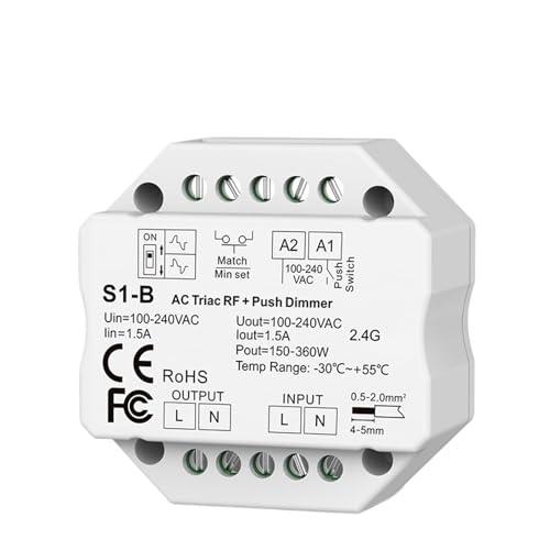 S1-B LED-Dimmer 220 V 110 V AC Triac-Dimmer Dimmknopfschalter 2,4 G LED-Lampen-Dimmer(S1-B Only) von TJXADNEV