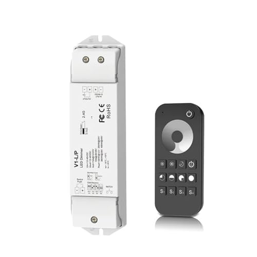 V1-L/P LED-Dimmer, 12–48 V, RT1, 1 Zone, einfarbiges LED-Lichtleisten-Dimm-Set, 2,4 G-Fernbedienung, Tastenschalter, Dimmer(V1-LP and RT1) von TJXADNEV