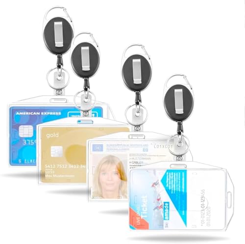 20x Premium Ausweishalter mit einziehbarer Ausweisjojo - ausziehbar Schlüsselanhänger - Ausweishülle - Kartenhalter/Zugangskarten mit Clip aus Hartplastik - Card Badge Holder 20x Premium Ausweishalter mit einziehbarer Ausweisjojo - ausziehbar Schlüsselanhänger - Ausweishülle - Kartenhalter/Zugangskarten mit Clip aus Hartplastik - Card Badge Holder von TK Gruppe Timo Klingler