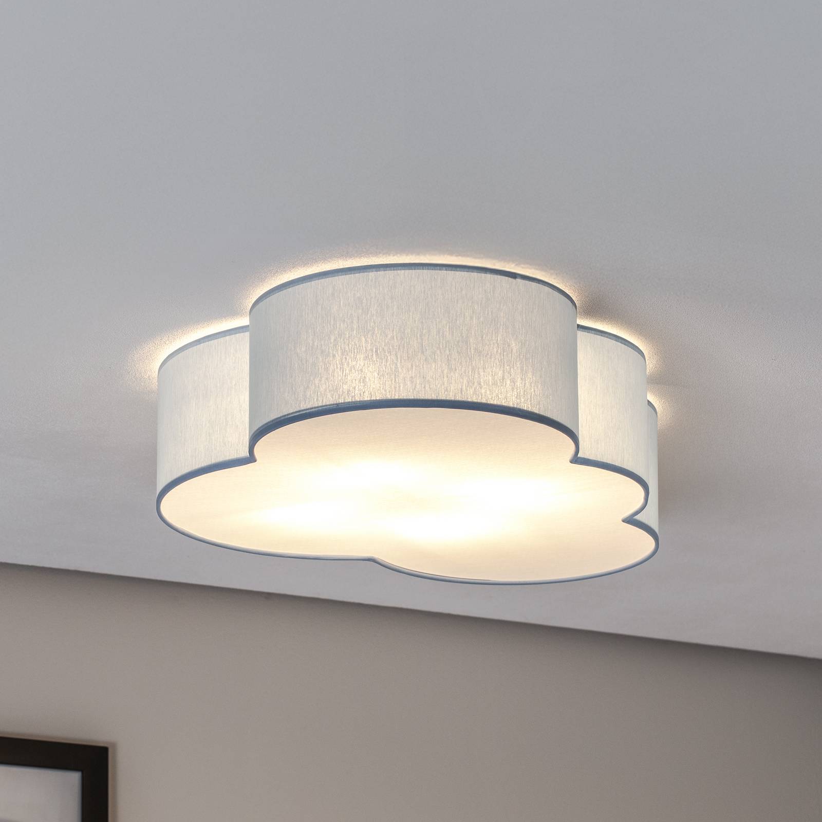 Deckenleuchte Cloud, blau, 63 cm lang, Textil, Wolke, E27 Deckenleuchte Cloud, blau, 63 cm lang, Textil, Wolke, E27 von TK Lighting