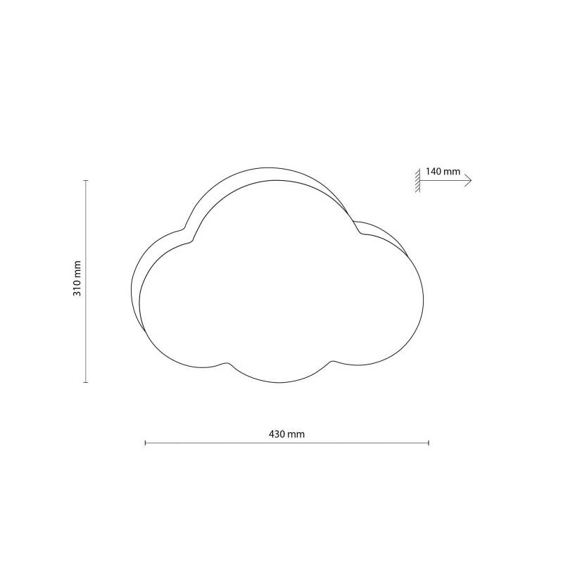 Deckenleuchte Cloud, rosa, 43 cm lang, Textil, Wolke, E27 von TK Lighting