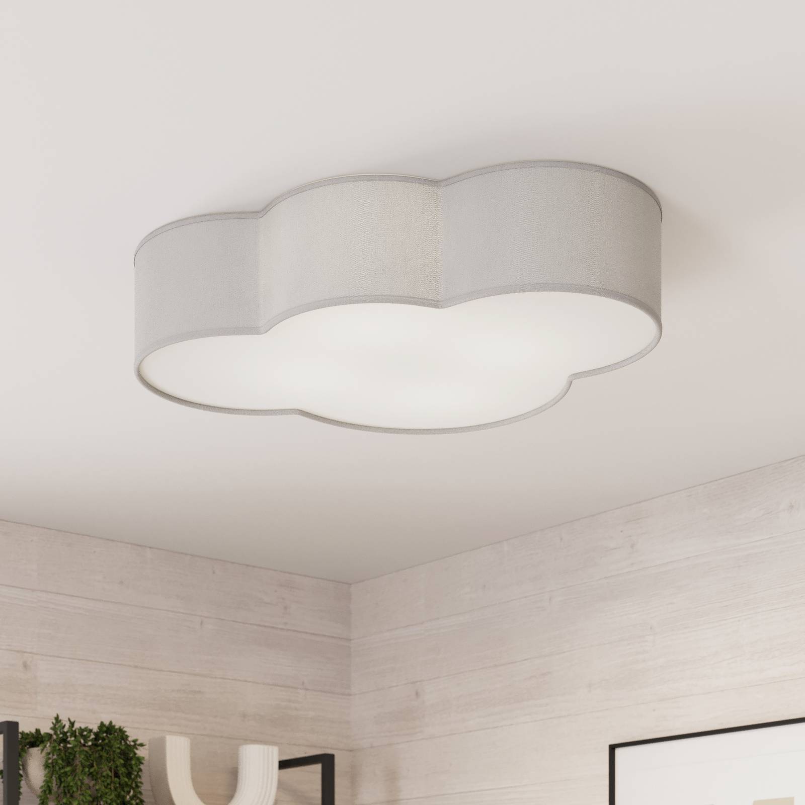 Deckenleuchte Cloud aus Textil, Länge 62 cm, grau von TK Lighting