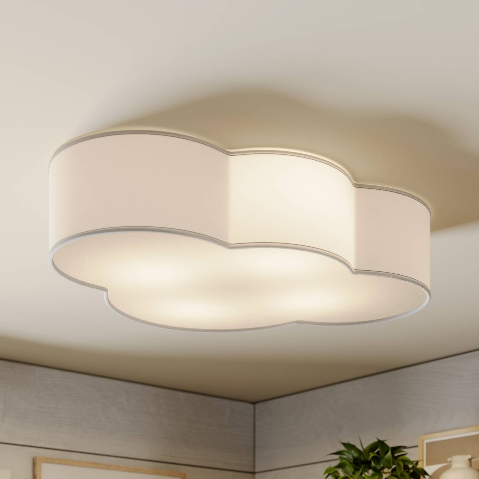Deckenleuchte Cloud, weiß, Textil, Länge 62 cm, E27, 4-flg. Deckenleuchte Cloud, weiß, Textil, Länge 62 cm, E27, 4-flg. von TK Lighting