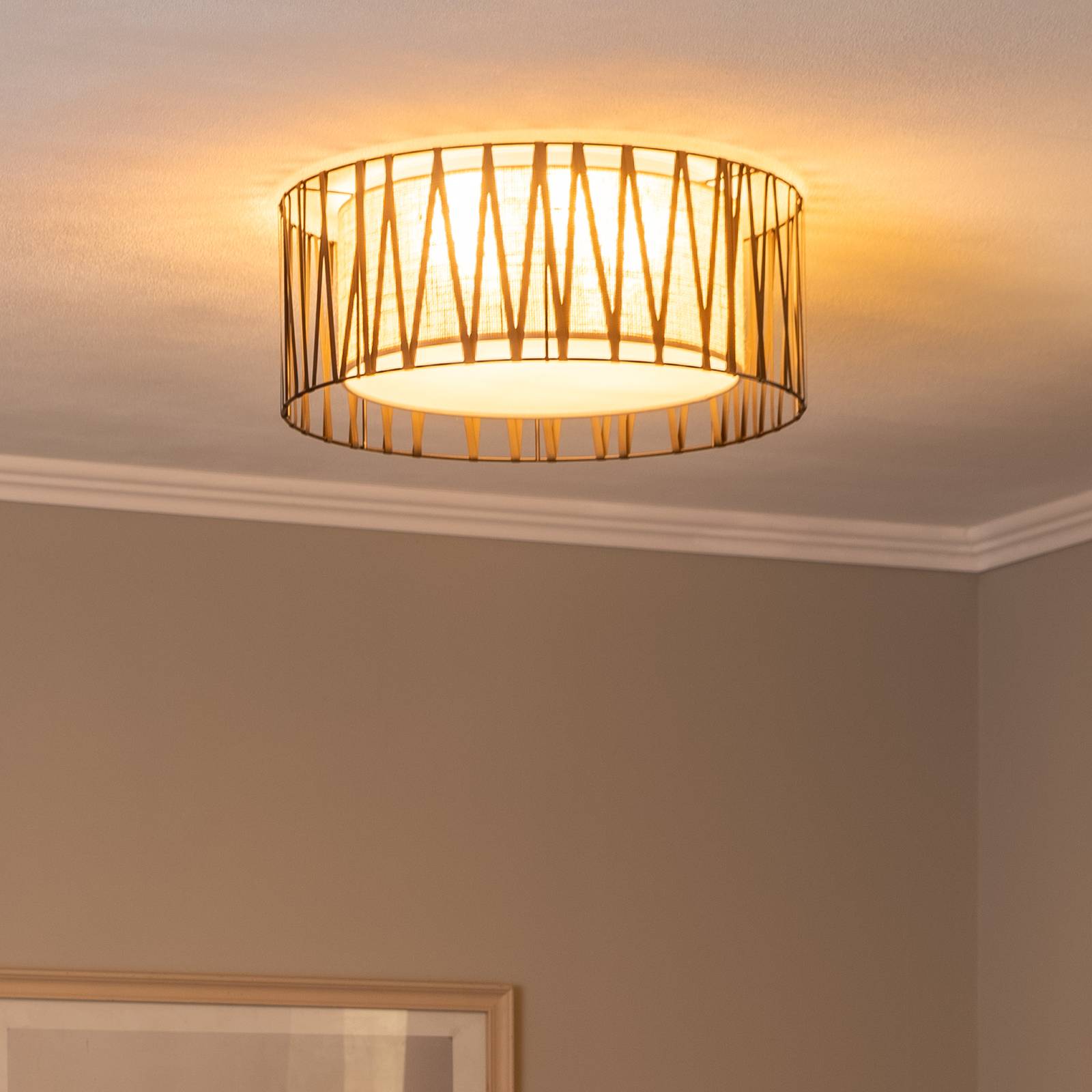 Deckenleuchte Harmony, schwarz, Jute natur, Ø 50 cm Deckenleuchte Harmony, schwarz, Jute natur, Ø 50 cm von TK Lighting