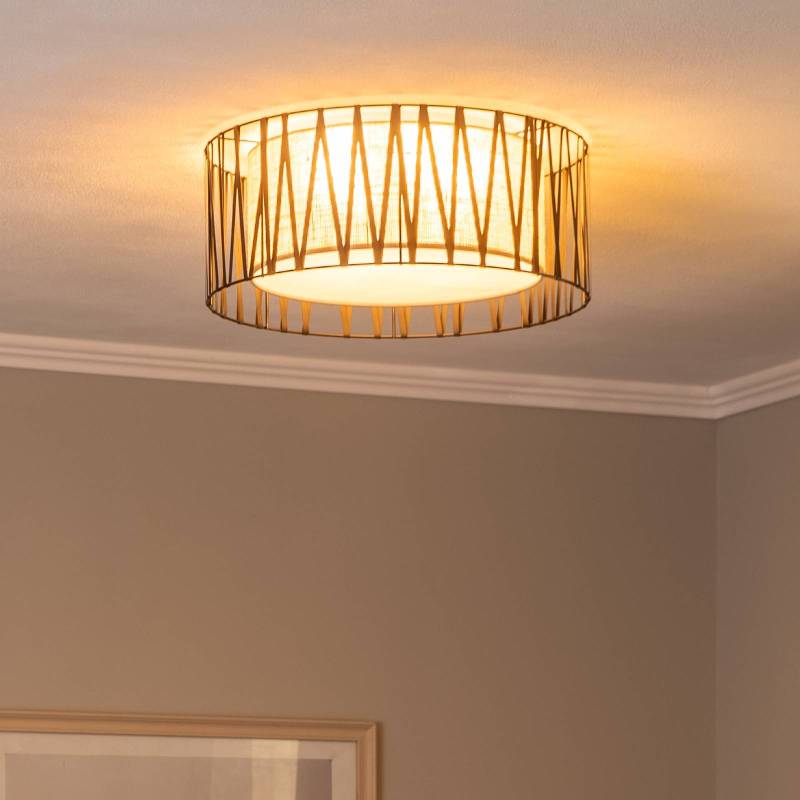 Deckenleuchte Harmony, schwarz, Jute natur, Ø 50 cm von TK Lighting