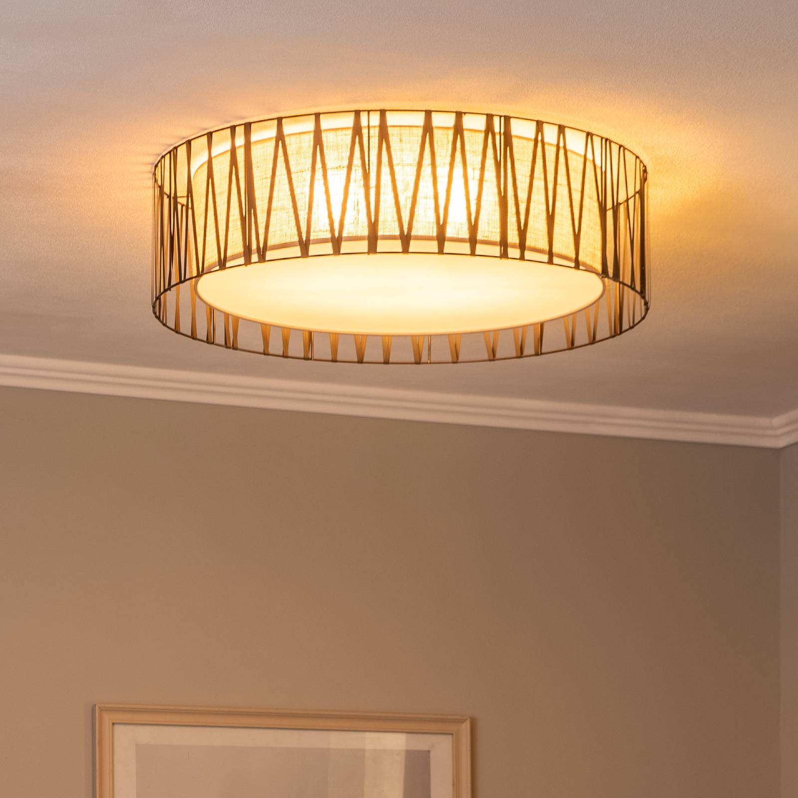Deckenleuchte Harmony, schwarz, Jute natur, Ø 72 cm Deckenleuchte Harmony, schwarz, Jute natur, Ø 72 cm von TK Lighting