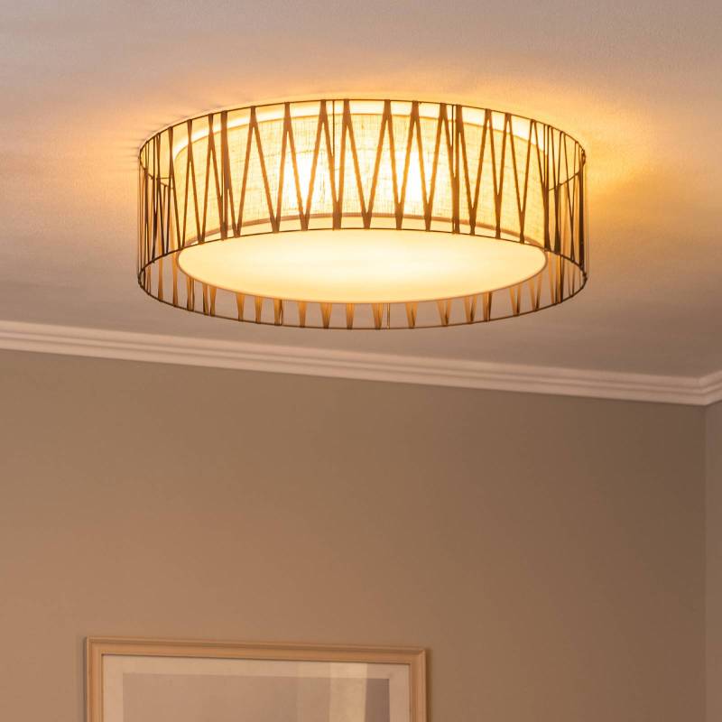 Deckenleuchte Harmony, schwarz, Jute natur, Ø 72 cm von TK Lighting