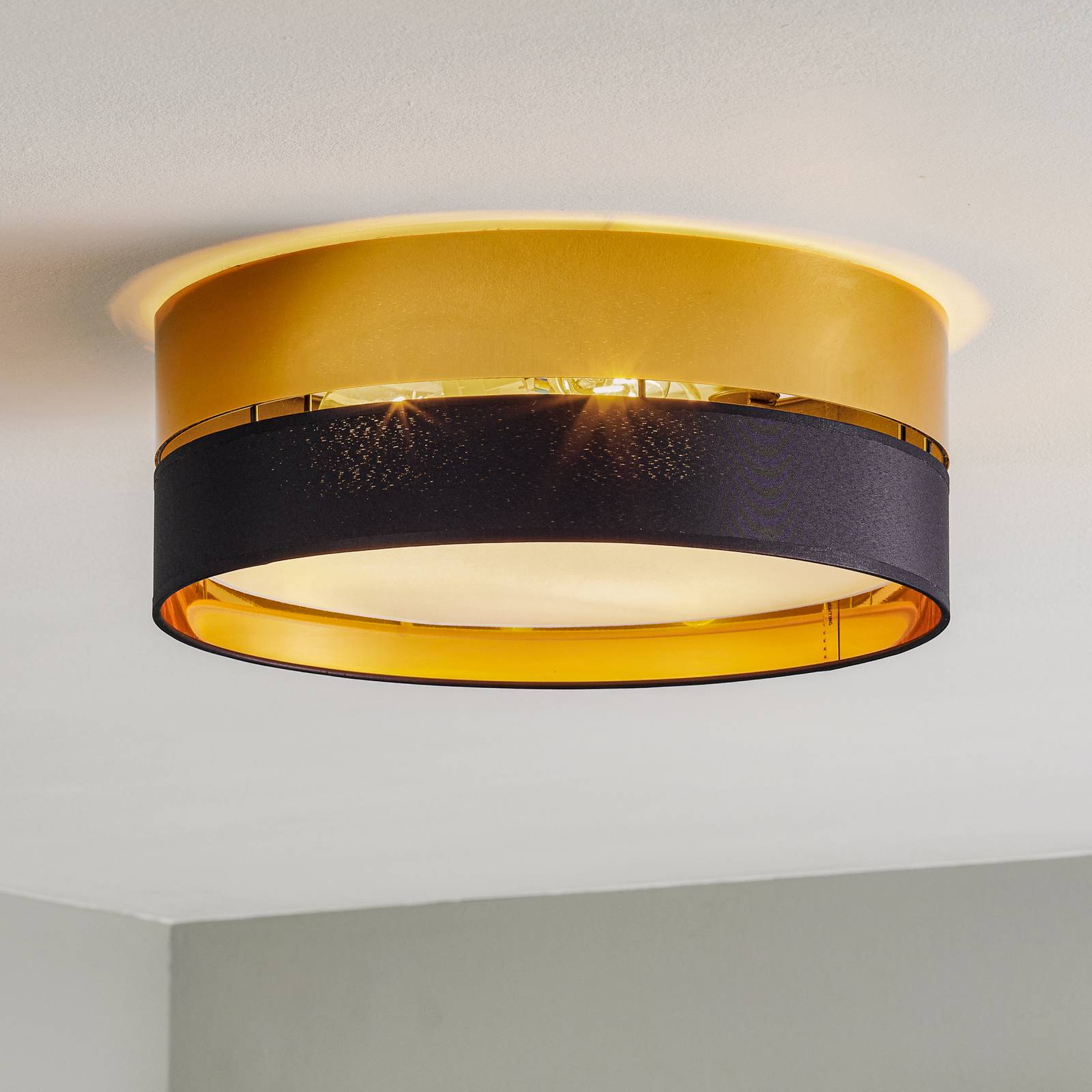Deckenleuchte Hilton, schwarz/gold, Ø 45cm Deckenleuchte Hilton, schwarz/gold, Ø 45cm von TK Lighting