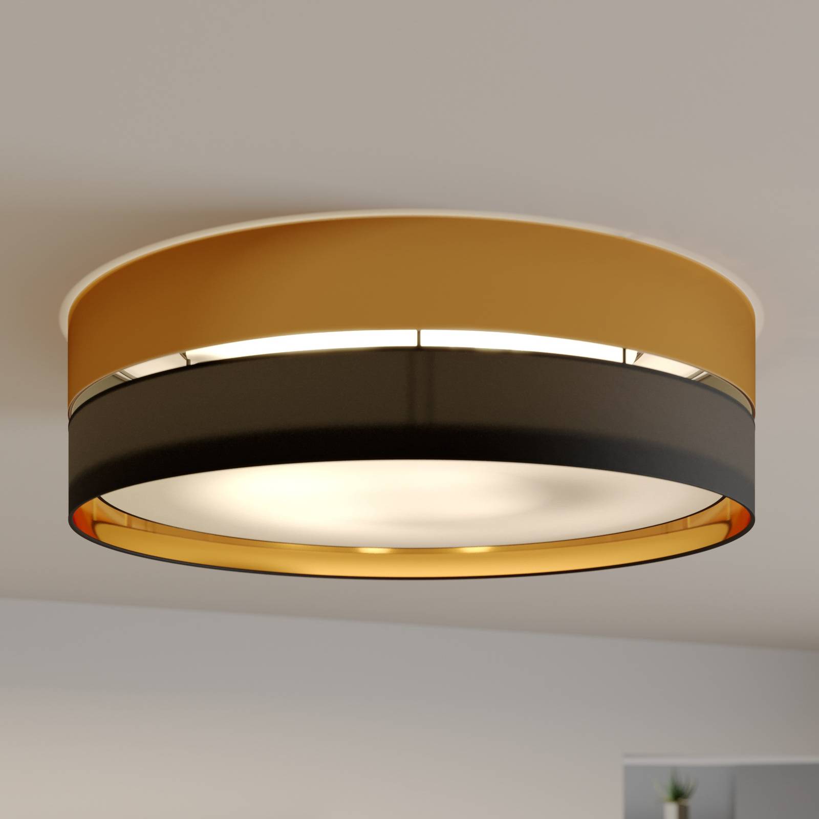 Deckenleuchte Hilton, schwarz/gold, Ø 60cm Deckenleuchte Hilton, schwarz/gold, Ø 60cm von TK Lighting