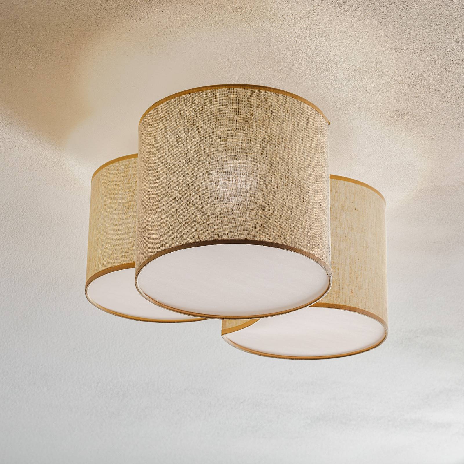 Deckenleuchte Mona Nature, 3-flg., Leinen natur Deckenleuchte Mona Nature, 3-flg., Leinen natur von TK Lighting