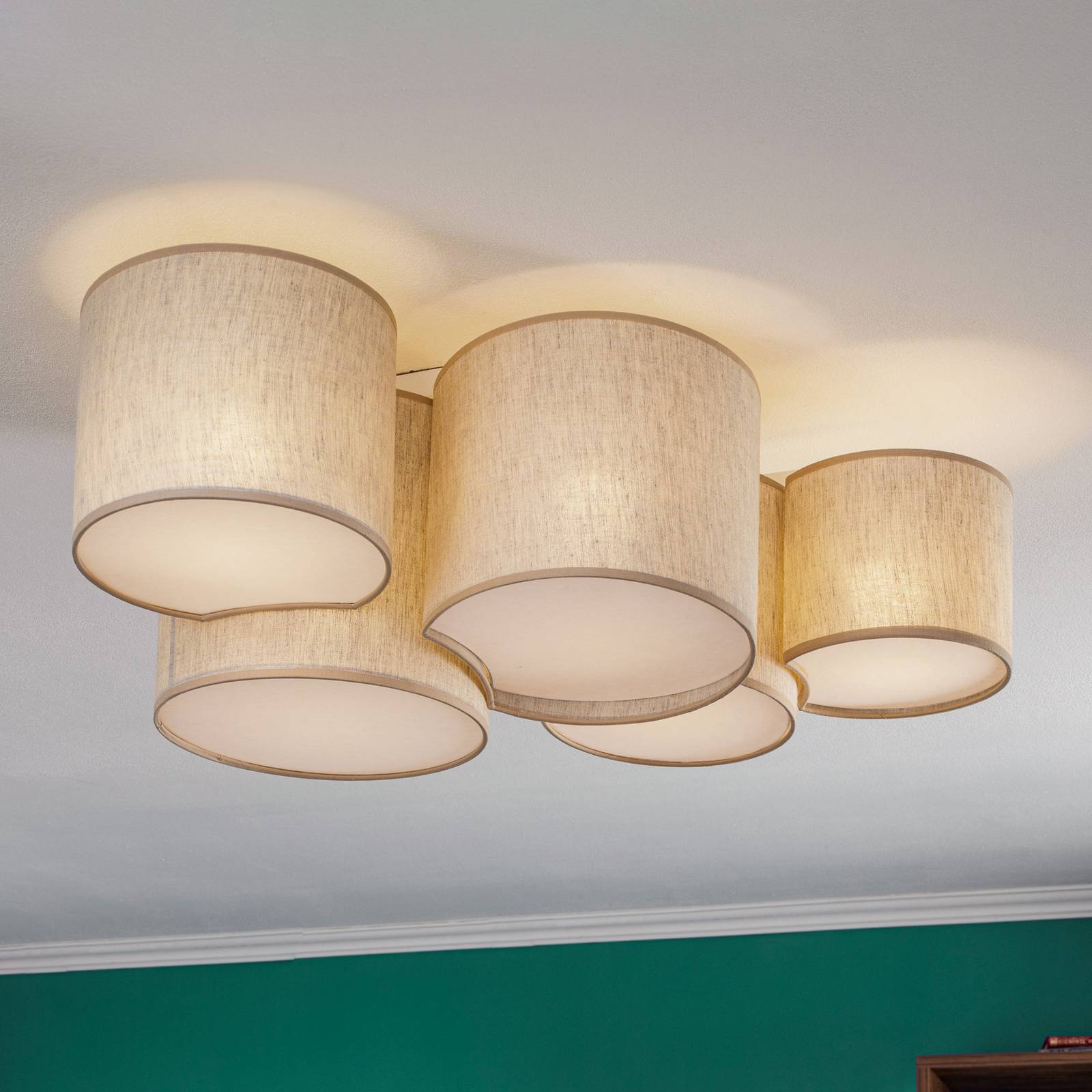 Deckenleuchte Mona Nature, 5-flg. Leinen natur Deckenleuchte Mona Nature, 5-flg. Leinen natur von TK Lighting