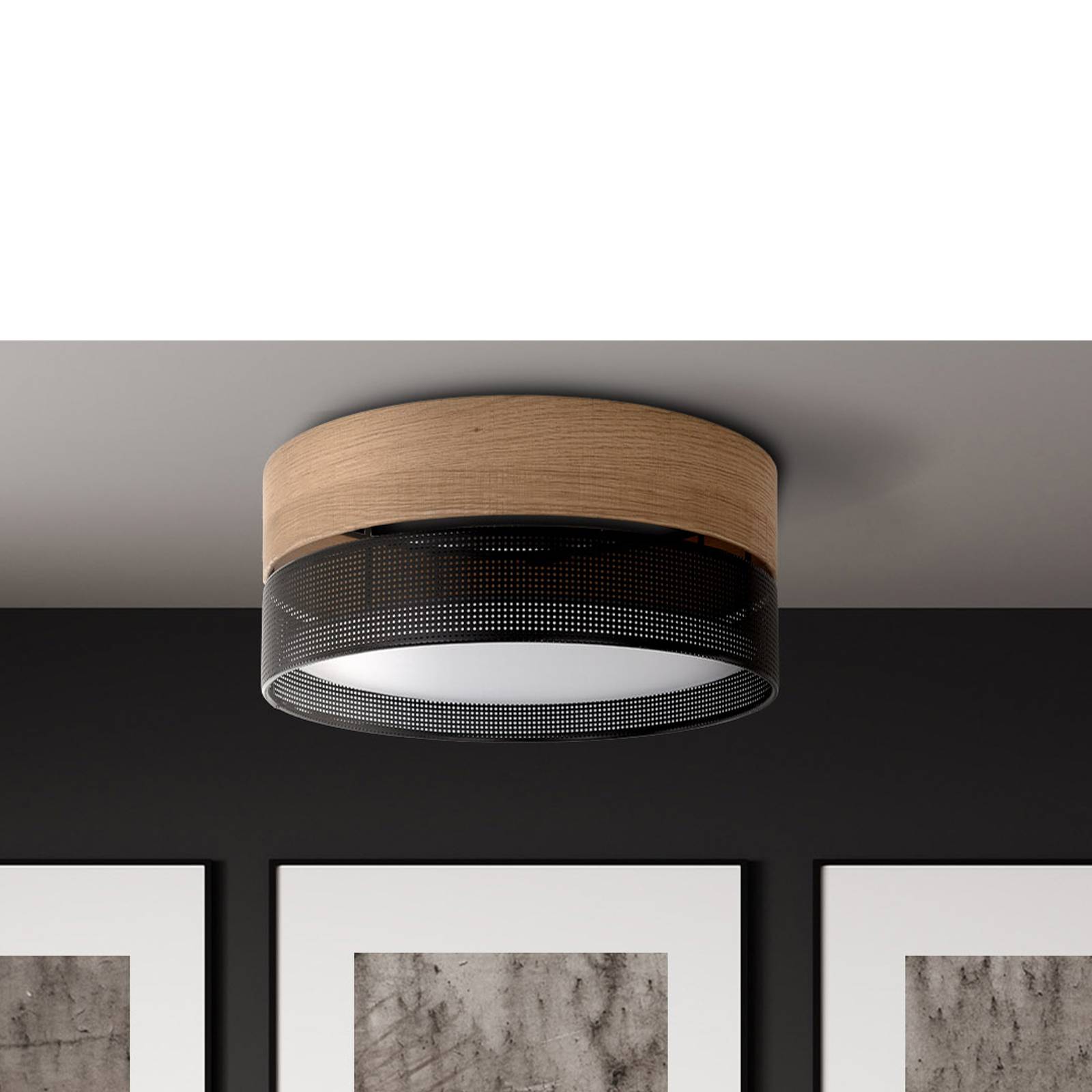 Deckenleuchte Nicol, schwarz, Holzoptik, Ø 50 cm, 4 x E27 Deckenleuchte Nicol, schwarz, Holzoptik, Ø 50 cm, 4 x E27 von TK Lighting