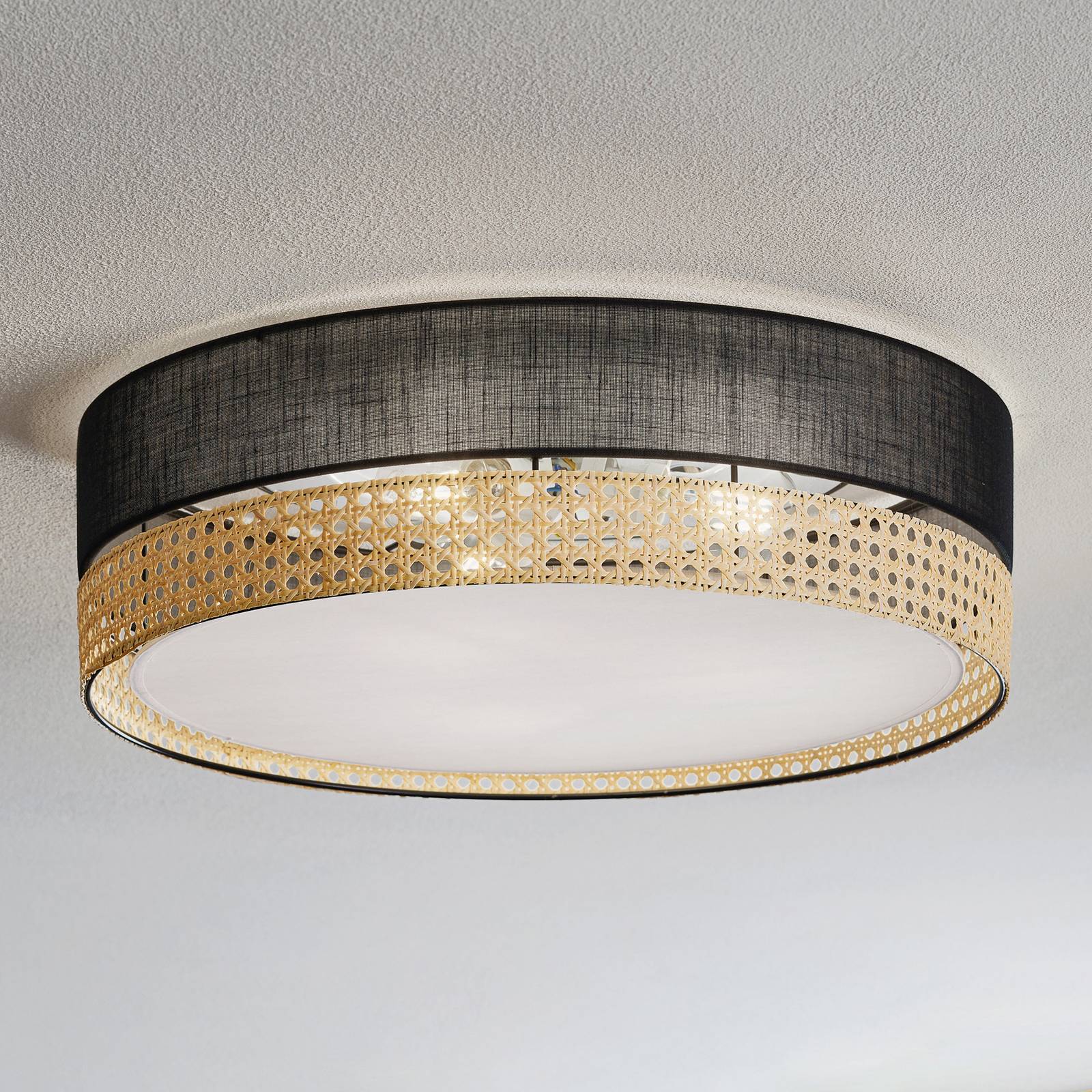 Deckenleuchte Paglia schwarz/Rattan, Ø 45 cm von TK Lighting