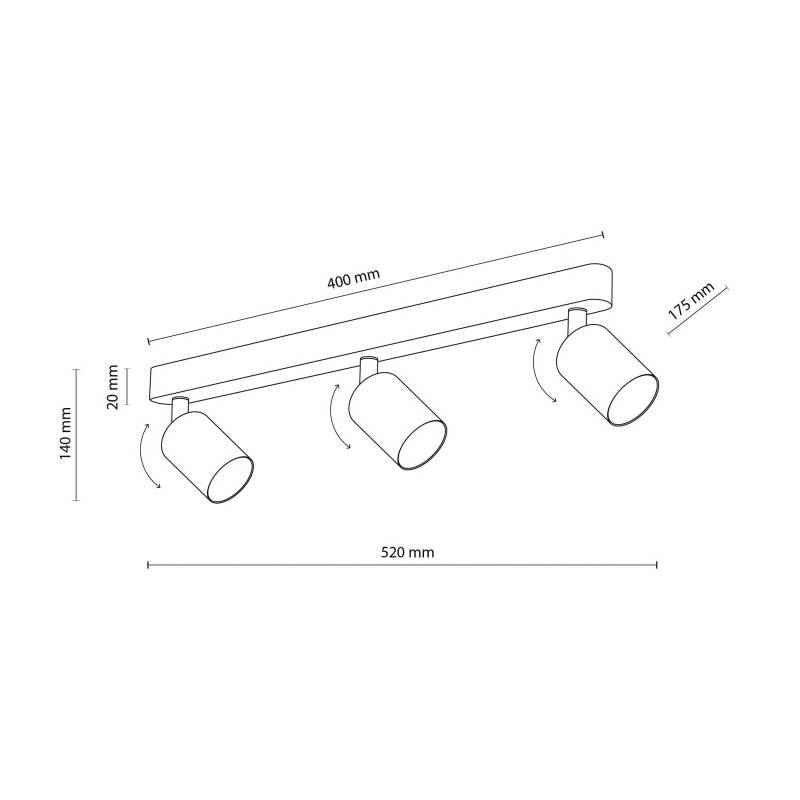 Deckenstrahler Livia, rosa, 52 cm, 3-flg., Metall, GU10 von TK Lighting