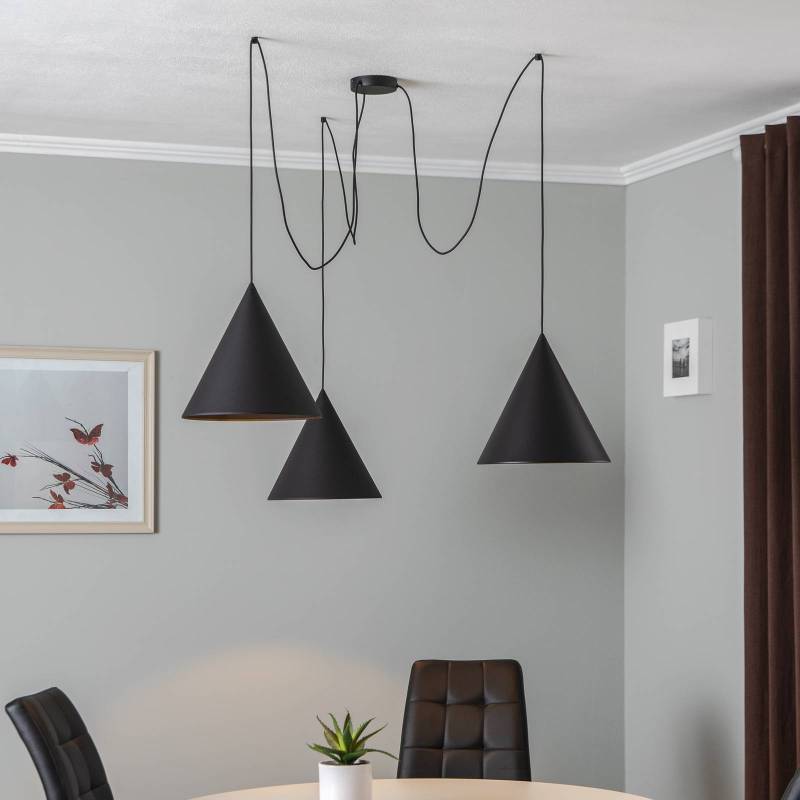 Hängelampe Cono 3-flg. dezentral Lampenschirme 32 cm schwarz von TK Lighting