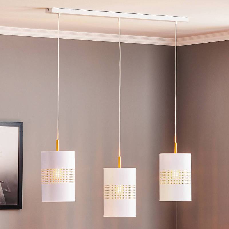 Hängeleuchte Bogart, dreiflammig, weiß/gold von TK Lighting