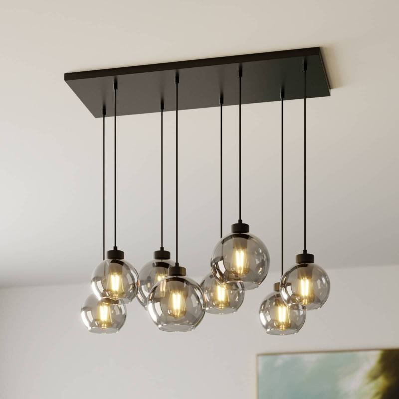 Hängeleuchte Cubus, 95 cm lang, 8-flammig, rauchgrau, Glas von TK Lighting