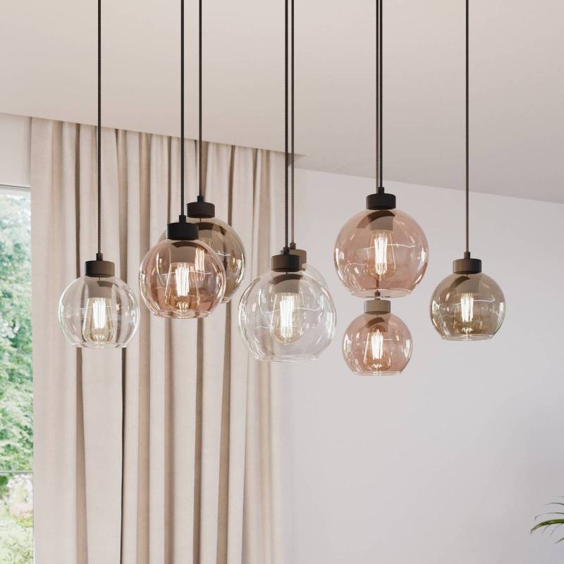 Hängeleuchte Cubus, 85 cm, 8-flammig, klar/honig/braun, Glas von TK Lighting