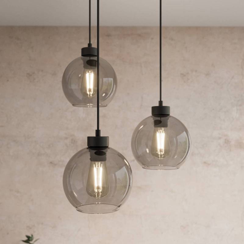 Hängeleuchte Cubus, Ø 50 cm, 3-flammig, rauchgrau, Glas von TK Lighting