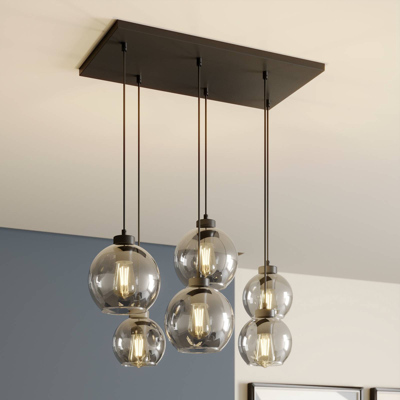 Hängeleuchte Cubus, rauchgrau, Glas, 74 cm lang, 6-flammig Hängeleuchte Cubus, rauchgrau, Glas, 74 cm lang, 6-flammig von TK Lighting
