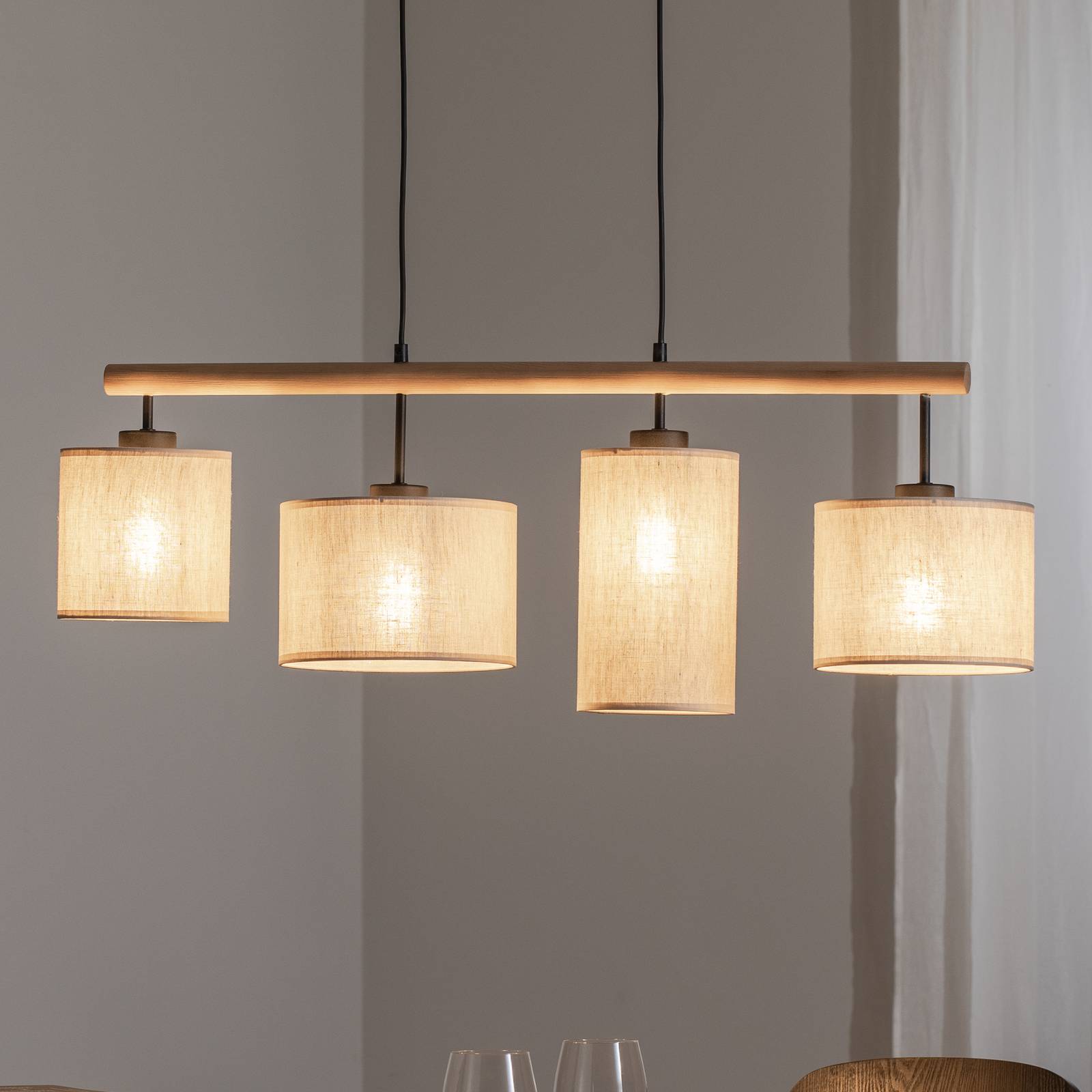 Hängeleuchte Deva Nature, vierflammig, Textil Hängeleuchte Deva Nature, vierflammig, Textil von TK Lighting