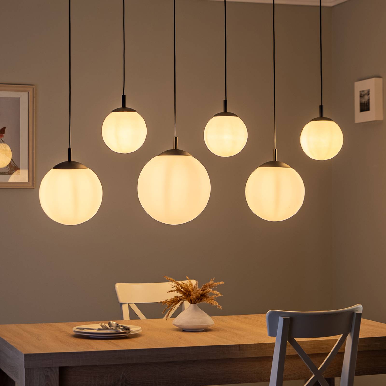 Hängeleuchte Esme, Opalglas, sechsflammig, linear Hängeleuchte Esme, Opalglas, sechsflammig, linear von TK Lighting