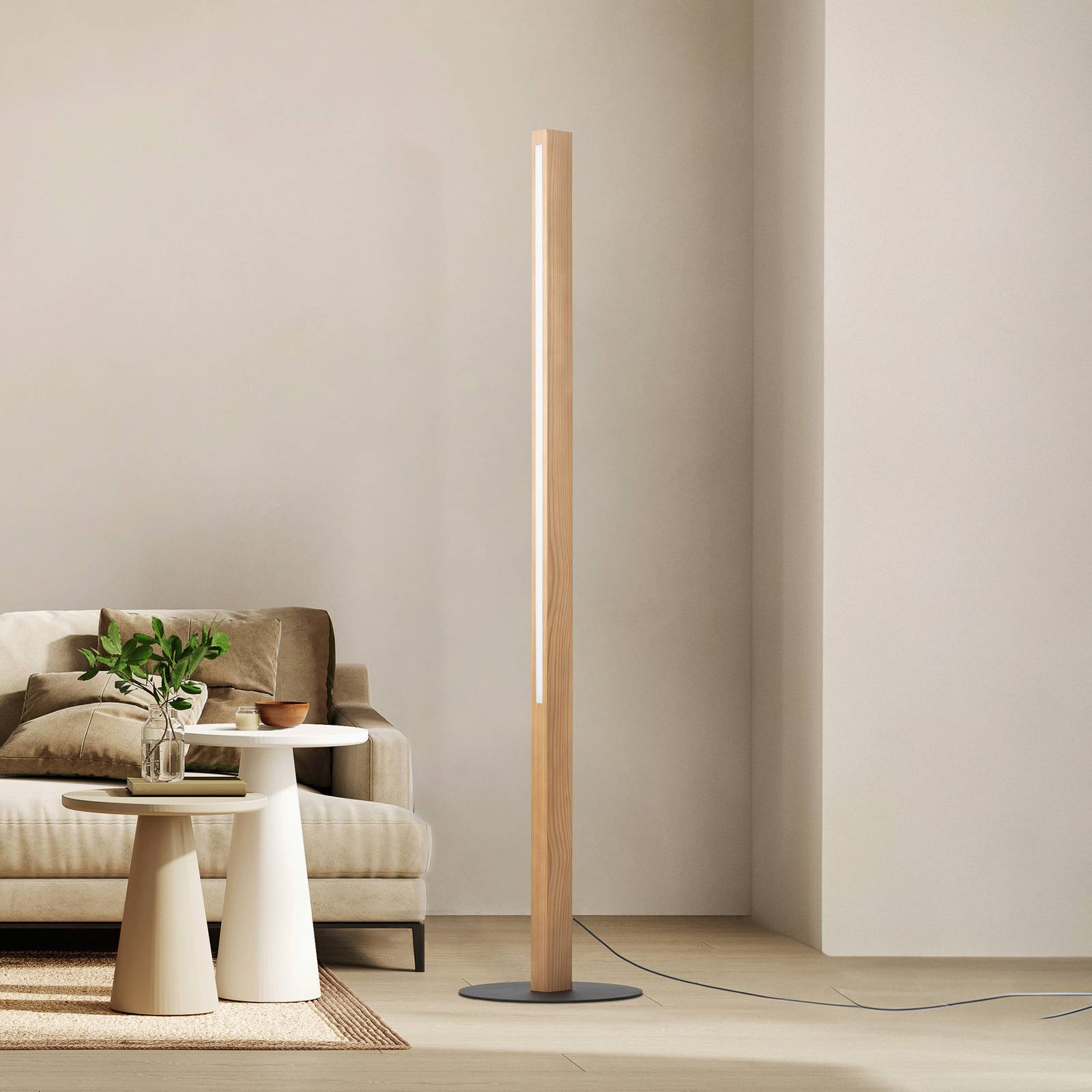 LED-Holzstehleuchte Teo, kiefer, 120 cm, Touchdimmer LED-Holzstehleuchte Teo, kiefer, 120 cm, Touchdimmer von TK Lighting