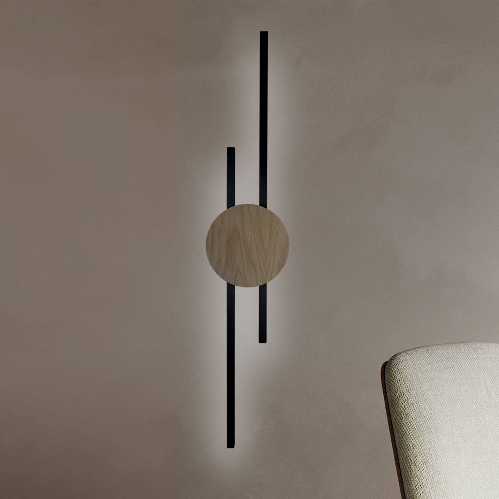 LED-Wandlampe Java, schwarz/kiefer, 86 cm, 2-flg., Metall LED-Wandlampe Java, schwarz/kiefer, 86 cm, 2-flg., Metall von TK Lighting