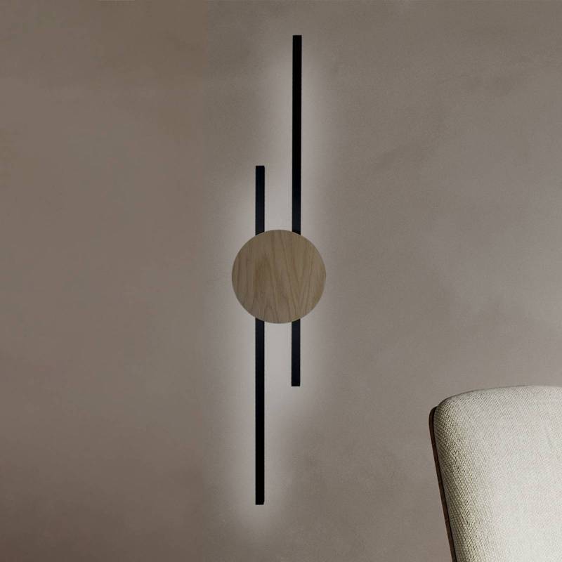 LED-Wandlampe Java, schwarz/kiefer, 86 cm, 2-flg., Metall von TK Lighting