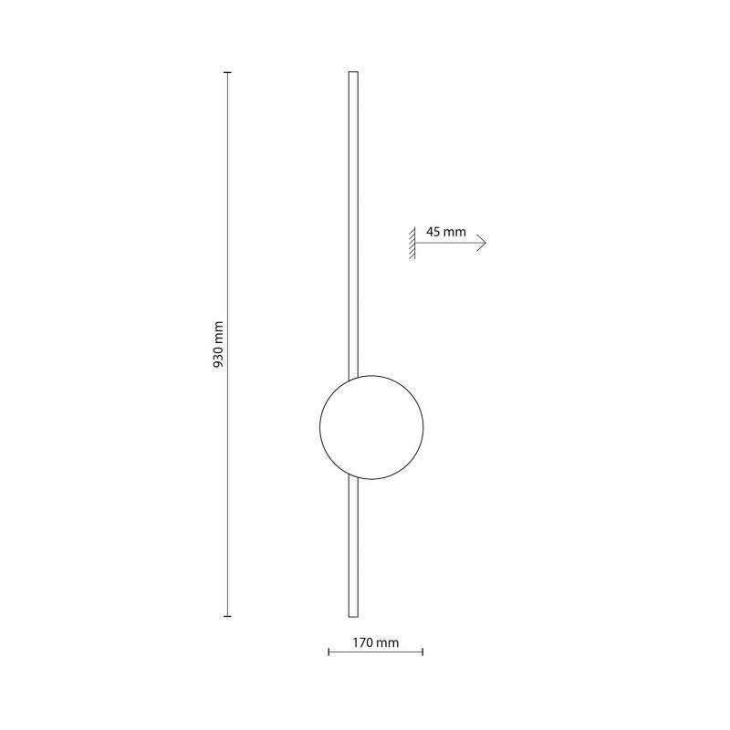 LED-Wandlampe Java II, schwarz, Höhe 93 cm, Metall von TK Lighting