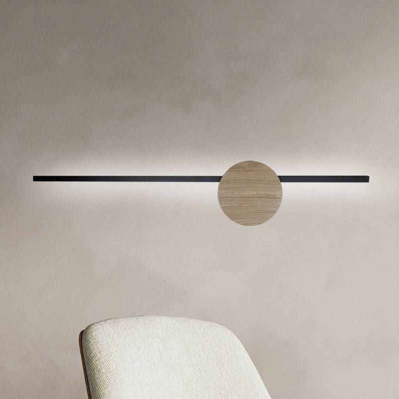 LED-Wandlampe Java II, schwarz/eiche, Höhe 93 cm, Metall von TK Lighting