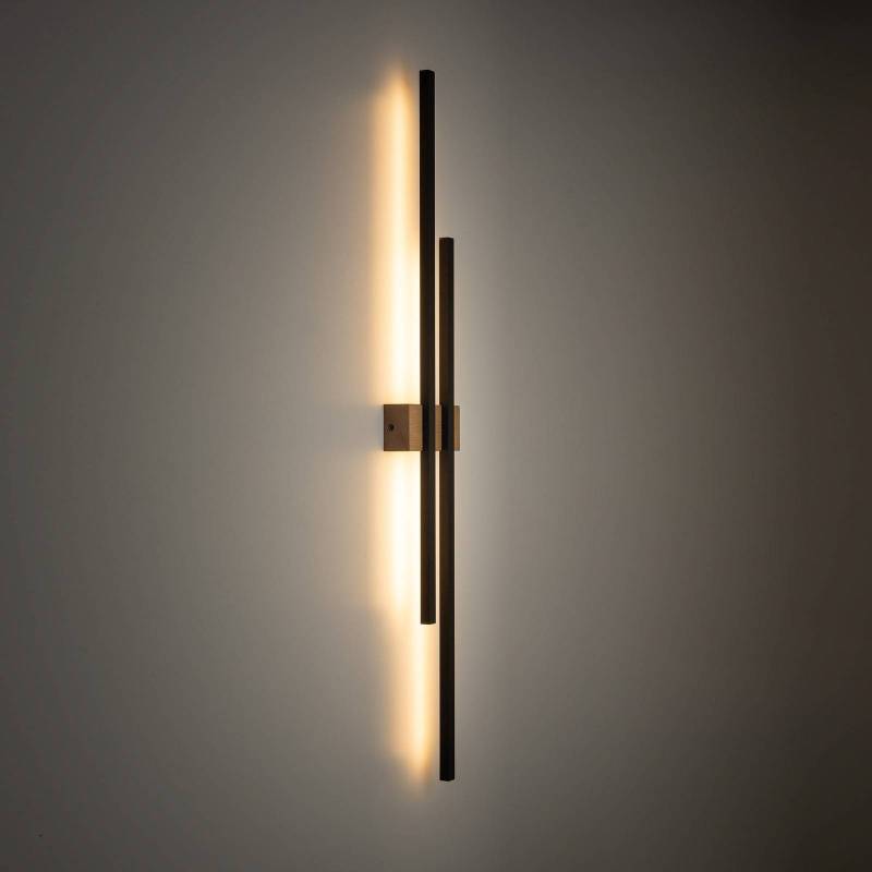 LED-Wandleuchte Flash, schwarz/kiefer, Höhe 90 cm, 2-flammig von TK Lighting