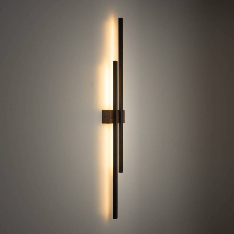 LED-Wandleuchte Flash, schwarz/nussbaum Höhe 90 cm 2-flammig von TK Lighting