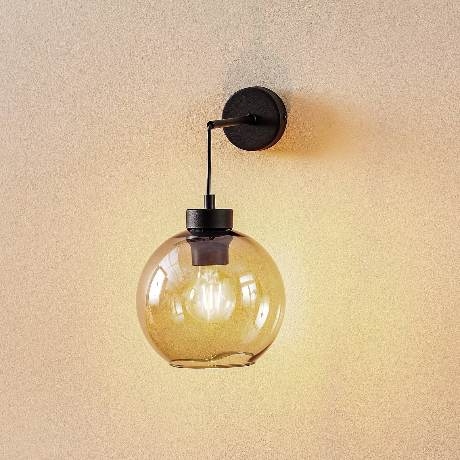 Wandlampe Cubus, schwarz/rauchgrau, Glas, 30 cm hoch, E27 Wandlampe Cubus, schwarz/rauchgrau, Glas, 30 cm hoch, E27 von TK Lighting