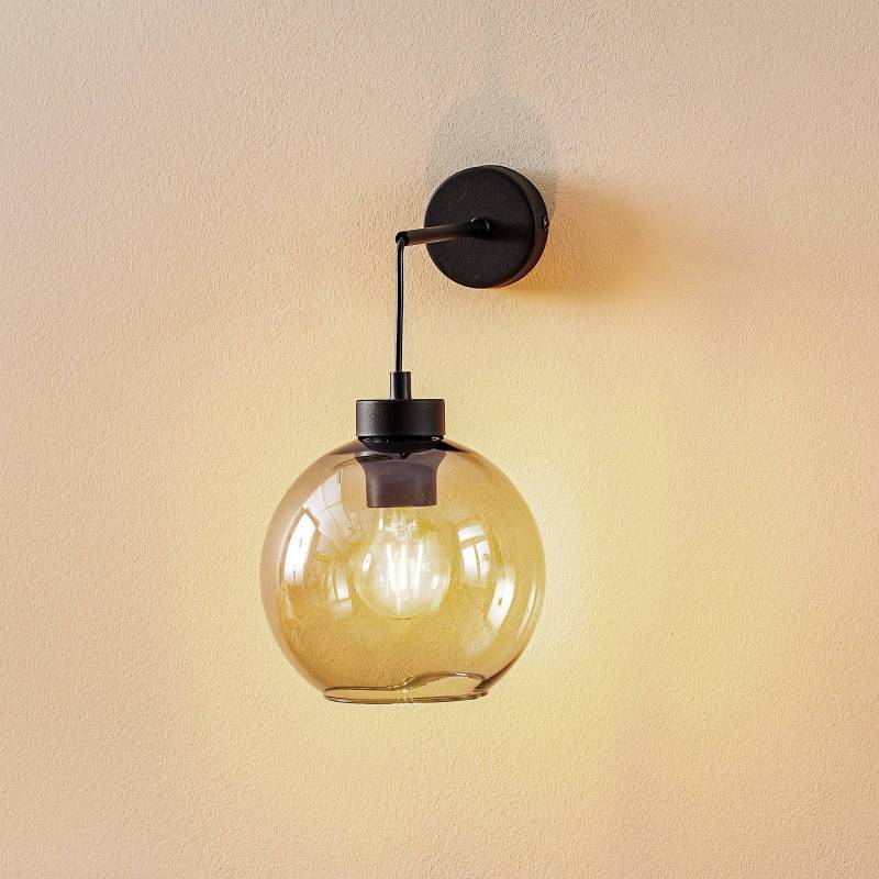 Wandlampe Cubus, schwarz/rauchgrau, Glas, 30 cm hoch, E27 von TK Lighting