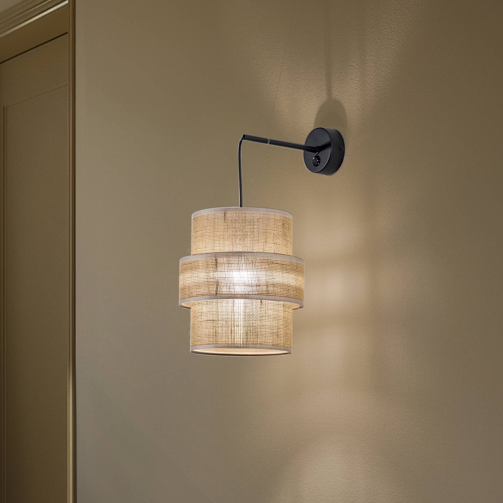 Wandleuchte Calisto, Jute, naturbraun, Schalter Wandleuchte Calisto, Jute, naturbraun, Schalter von TK Lighting