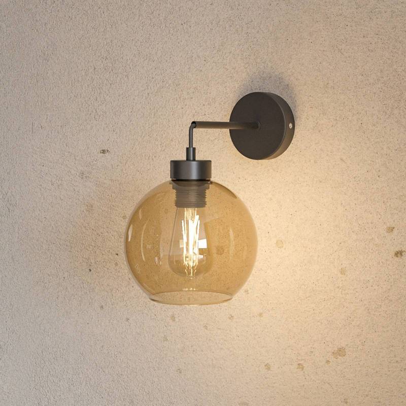 Wandleuchte Cubus, schwarz/bernstein, Glas, Ø 18 cm, E27 von TK Lighting