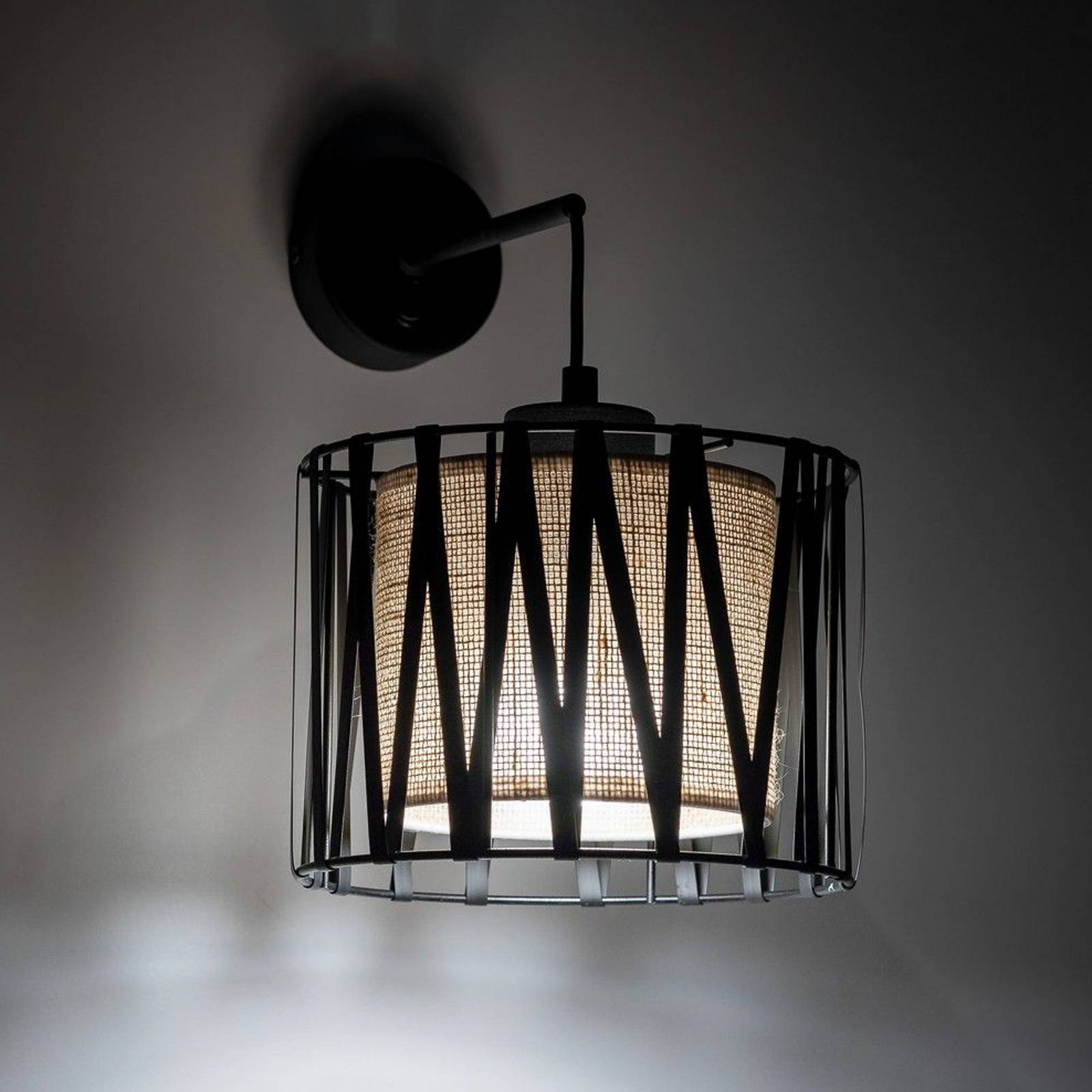 Wandleuchte Harmony, schwarz, Jute natur, mit Schalter Wandleuchte Harmony, schwarz, Jute natur, mit Schalter von TK Lighting