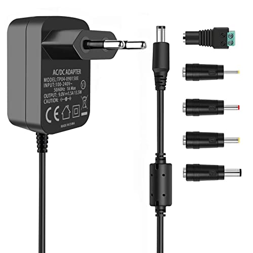 TKDY 9V 1,5A Netzteil Adapter Zentrum positiv 5,5 * 2,1mm, AC 100V-240V zu DC 9V 1,5A Ladegerät mit 5 PCS DC-Anschlüssen für DVD-Player, Lautsprecher, Arduino UNO R3, Schwinn Bike A10 und mehr TKDY 9V 1,5A Netzteil Adapter Zentrum positiv 5,5 * 2,1mm, AC 100V-240V zu DC 9V 1,5A Ladegerät mit 5 PCS DC-Anschlüssen für DVD-Player, Lautsprecher, Arduino UNO R3, Schwinn Bike A10 und mehr von TKDY