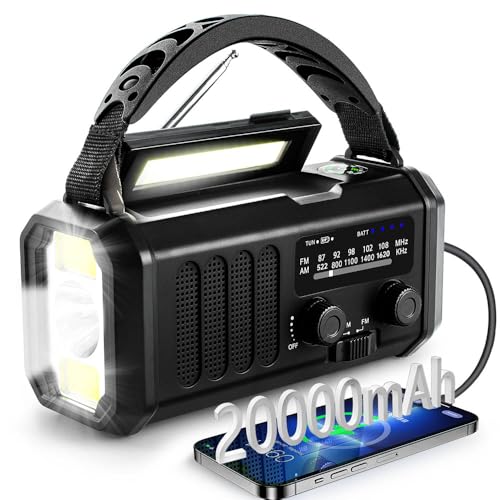 20000mAh Kurbelradio Radio Batteriebetrieben Notfall Solar Radio Hand Crank Radio mit Led Taschenlampe,Leselicht,USB Handy-Lader,Kompass,SOS-Alarm für Camping,Ourdoor,Notfall,Blackout 20000mAh Kurbelradio Radio Batteriebetrieben Notfall Solar Radio Hand Crank Radio mit Led Taschenlampe,Leselicht,USB Handy-Lader,Kompass,SOS-Alarm für Camping,Ourdoor,Notfall,Blackout von TKMARS
