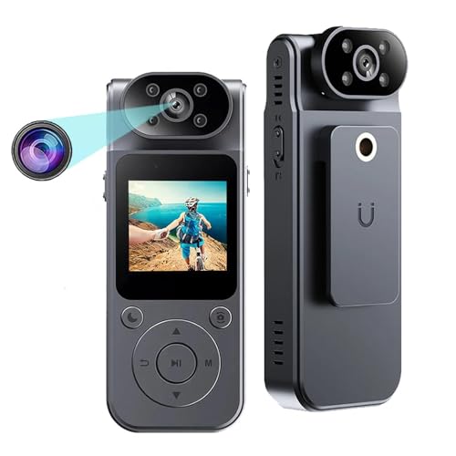 TKMARS Action Cam 4K, WLAN-Mini Action Kamera 170° Weitwinkel Videos, 180° drehbares Objektiv, 1400mAh Akku, tragbare Outdoor Kamera mit magnetischem Rückclip für Sport, Reisen von TKMARS