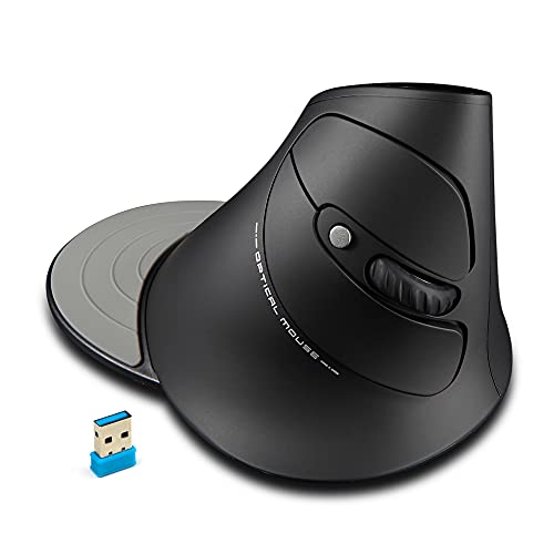 TKMARS Kabellose Vertikale Gaming-Maus, ergonomisches Design mit abnehmbarem Handgelenkpad, 2.4G Wireless-Maus gegen Mausarm, 3 einstellbare DPI 6 Keys optische Wireless-Vertical-Maus für PC Laptop von TKMARS